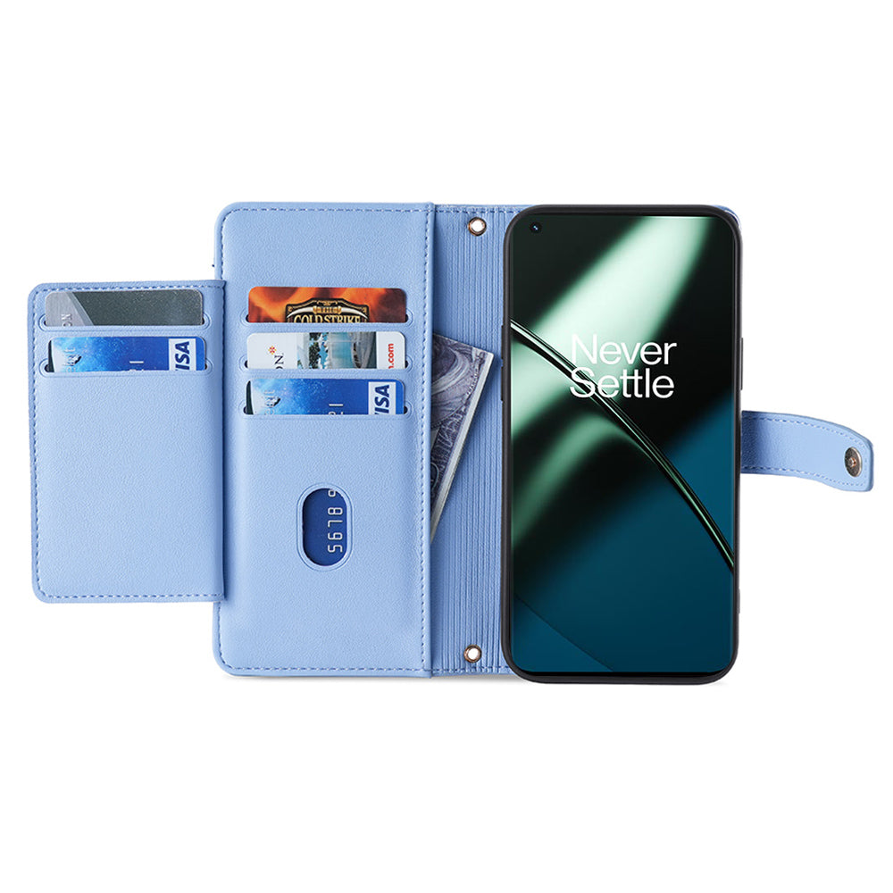 Shockproof Phone Case for OnePlus 11 5G Zipper Pocket Card Slots Flip Leather Phone Cover with Straps Shockproof Phone Case for OnePlus 11 5G Zipper Pocket Card Slots Flip Leather Phone Cover with Straps